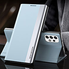 Samsung Galaxy A33 5G用手帳型 レザーケース スタンド カバー QH2 サムスン ブルー