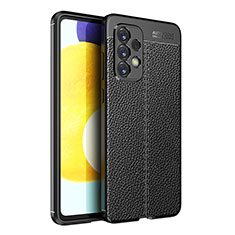 Samsung Galaxy A33 5G用シリコンケース ソフトタッチラバー レザー柄 カバー サムスン ブラック