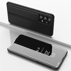Samsung Galaxy A33 5G用手帳型 レザーケース スタンド 鏡面 カバー サムスン ブラック
