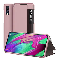 Samsung Galaxy A40用手帳型 レザーケース スタンド カバー ZL2 サムスン ローズゴールド