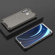 Samsung Galaxy A40s用360度 フルカバー ハイブリットバンパーケース クリア透明 プラスチック カバー AM2 サムスン ブラック