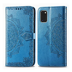 Samsung Galaxy A41用手帳型 レザーケース スタンド カバー L14 サムスン ブルー