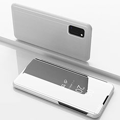 Samsung Galaxy A41用手帳型 レザーケース スタンド 鏡面 カバー ZL1 サムスン シルバー