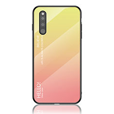 Samsung Galaxy A41 SC-41A用ハイブリットバンパーケース プラスチック 鏡面 虹 グラデーション 勾配色 カバー LS1 サムスン イエロー