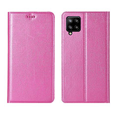 Samsung Galaxy A42 5G用手帳型 レザーケース スタンド カバー L02 サムスン ピンク