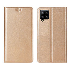 Samsung Galaxy A42 5G用手帳型 レザーケース スタンド カバー L02 サムスン ゴールド