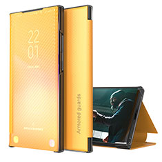 Samsung Galaxy A42 5G用手帳型 レザーケース スタンド カバー ZL1 サムスン イエロー