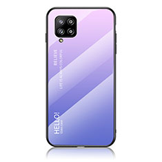 Samsung Galaxy A42 5G用ハイブリットバンパーケース プラスチック 鏡面 虹 グラデーション 勾配色 カバー LS1 サムスン ラベンダー