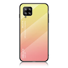 Samsung Galaxy A42 5G用ハイブリットバンパーケース プラスチック 鏡面 虹 グラデーション 勾配色 カバー LS1 サムスン イエロー