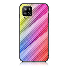 Samsung Galaxy A42 5G用ハイブリットバンパーケース プラスチック 鏡面 虹 グラデーション 勾配色 カバー LS2 サムスン ピンク