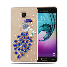 Samsung Galaxy A5 (2016) SM-A510F用ケース ダイヤモンドスワロフスキー 孔雀 サムスン ネイビー