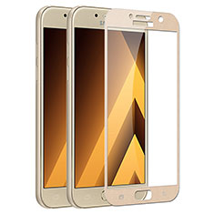 Samsung Galaxy A5 (2017) Duos用強化ガラス フル液晶保護フィルム F03 サムスン ゴールド