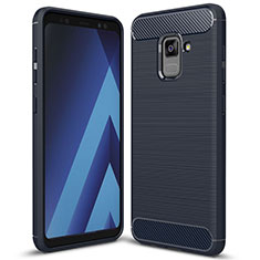 Samsung Galaxy A5 (2018) A530F用シリコンケース ソフトタッチラバー ツイル カバー サムスン ネイビー