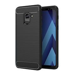 Samsung Galaxy A5 (2018) A530F用シリコンケース ソフトタッチラバー ツイル サムスン ブラック