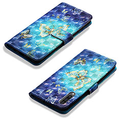 Samsung Galaxy A50用手帳型 レザーケース スタンド パターン カバー Y03B サムスン ブルー