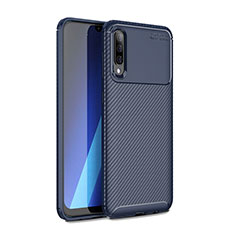 Samsung Galaxy A50用シリコンケース ソフトタッチラバー ツイル カバー WL1 サムスン ネイビー