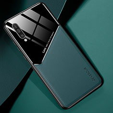 Samsung Galaxy A50用シリコンケース ソフトタッチラバー レザー柄 アンドマグネット式 サムスン グリーン