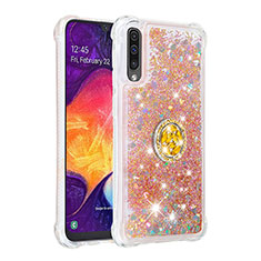 Samsung Galaxy A50S用シリコンケース ソフトタッチラバー ブリンブリン カバー アンド指輪 S01 サムスン ゴールド