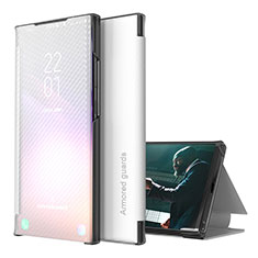 Samsung Galaxy A50S用手帳型 レザーケース スタンド カバー ZL1 サムスン シルバー
