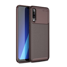 Samsung Galaxy A50S用シリコンケース ソフトタッチラバー ツイル カバー WL1 サムスン ブラウン