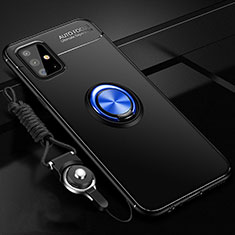 Samsung Galaxy A51 4G用極薄ソフトケース シリコンケース 耐衝撃 全面保護 アンド指輪 マグネット式 バンパー サムスン ネイビー・ブラック
