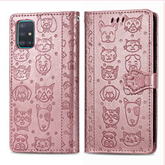 Samsung Galaxy A51 4G用手帳型 レザーケース スタンド パターン カバー S03D サムスン ピンク