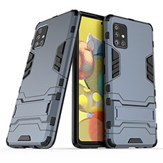 Samsung Galaxy A51 4G用ハイブリットバンパーケース スタンド プラスチック 兼シリコーン カバー KC3 サムスン ネイビー