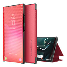 Samsung Galaxy A51 4G用手帳型 レザーケース スタンド カバー ZL1 サムスン レッド