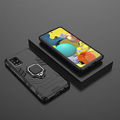 Samsung Galaxy A51 4G用ハイブリットバンパーケース プラスチック アンド指輪 マグネット式 KC1 サムスン ブラック