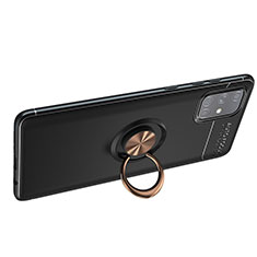 Samsung Galaxy A51 4G用極薄ソフトケース シリコンケース 耐衝撃 全面保護 アンド指輪 マグネット式 バンパー JM1 サムスン ゴールド・ブラック