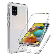 Samsung Galaxy A51 4G用前面と背面 360度 フルカバー 極薄ソフトケース シリコンケース 耐衝撃 全面保護 バンパー 勾配色 透明 JX1 サムスン クリア