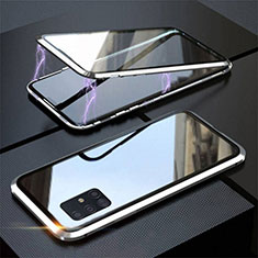 Samsung Galaxy A51 5G用ケース 高級感 手触り良い アルミメタル 製の金属製 360度 フルカバーバンパー 鏡面 カバー T01 サムスン シルバー