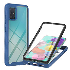 Samsung Galaxy A51 5G用360度 フルカバー ハイブリットバンパーケース クリア透明 プラスチック カバー YB2 サムスン ネイビー