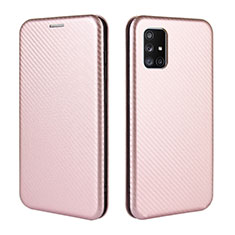 Samsung Galaxy A51 5G用手帳型 レザーケース スタンド カバー L06Z サムスン ローズゴールド