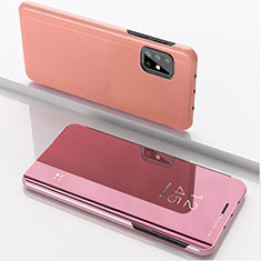 Samsung Galaxy A51 5G用手帳型 レザーケース スタンド 鏡面 カバー ZL1 サムスン ローズゴールド