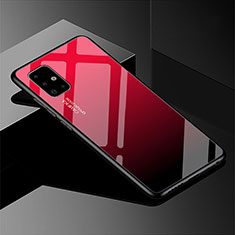 Samsung Galaxy A51 5G用ハイブリットバンパーケース プラスチック 鏡面 虹 グラデーション 勾配色 カバー サムスン レッド