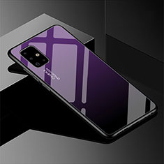 Samsung Galaxy A51 5G用ハイブリットバンパーケース プラスチック 鏡面 虹 グラデーション 勾配色 カバー サムスン パープル