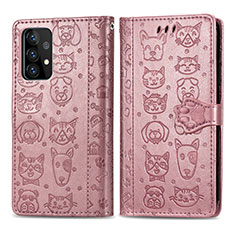 Samsung Galaxy A52 4G用手帳型 レザーケース スタンド パターン カバー S03D サムスン ピンク