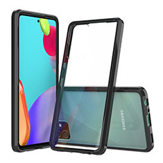 Samsung Galaxy A52 4G用360度 フルカバー ハイブリットバンパーケース クリア透明 プラスチック カバー ZJ5 サムスン ブラック