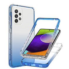 Samsung Galaxy A52 4G用前面と背面 360度 フルカバー 極薄ソフトケース シリコンケース 耐衝撃 全面保護 バンパー 勾配色 透明 JX1 サムスン ネイビー