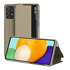 Samsung Galaxy A52 4G用手帳型 レザーケース スタンド カバー ZL1 サムスン ゴールド