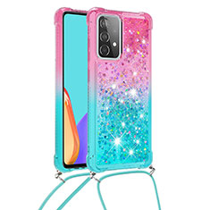 Samsung Galaxy A52 4G用シリコンケース ソフトタッチラバー ブリンブリン カバー 携帯ストラップ S01 サムスン ピンク