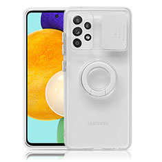 Samsung Galaxy A52 4G用極薄ソフトケース シリコンケース 耐衝撃 全面保護 クリア透明 スタンド S01 サムスン ホワイト