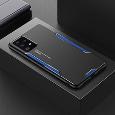 Samsung Galaxy A52 4G用ケース 高級感 手触り良い アルミメタル 製の金属製 兼シリコン カバー サムスン ネイビー