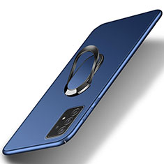 Samsung Galaxy A52 4G用ハードケース プラスチック 質感もマット アンド指輪 マグネット式 YK1 サムスン ネイビー
