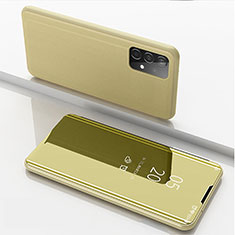 Samsung Galaxy A52 4G用手帳型 レザーケース スタンド 鏡面 カバー ZL1 サムスン ゴールド