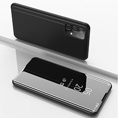 Samsung Galaxy A52 4G用手帳型 レザーケース スタンド 鏡面 カバー ZL1 サムスン ブラック