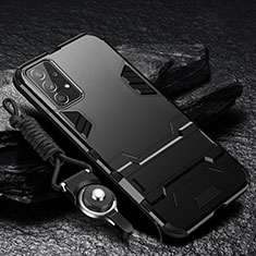 Samsung Galaxy A52 5G用ハイブリットバンパーケース スタンド プラスチック 兼シリコーン カバー R01 サムスン ブラック