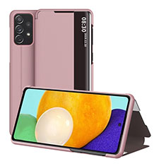 Samsung Galaxy A52 5G用手帳型 レザーケース スタンド カバー ZL1 サムスン ローズゴールド