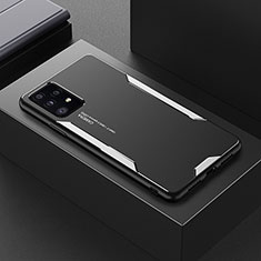 Samsung Galaxy A52 5G用ケース 高級感 手触り良い アルミメタル 製の金属製 兼シリコン カバー サムスン シルバー